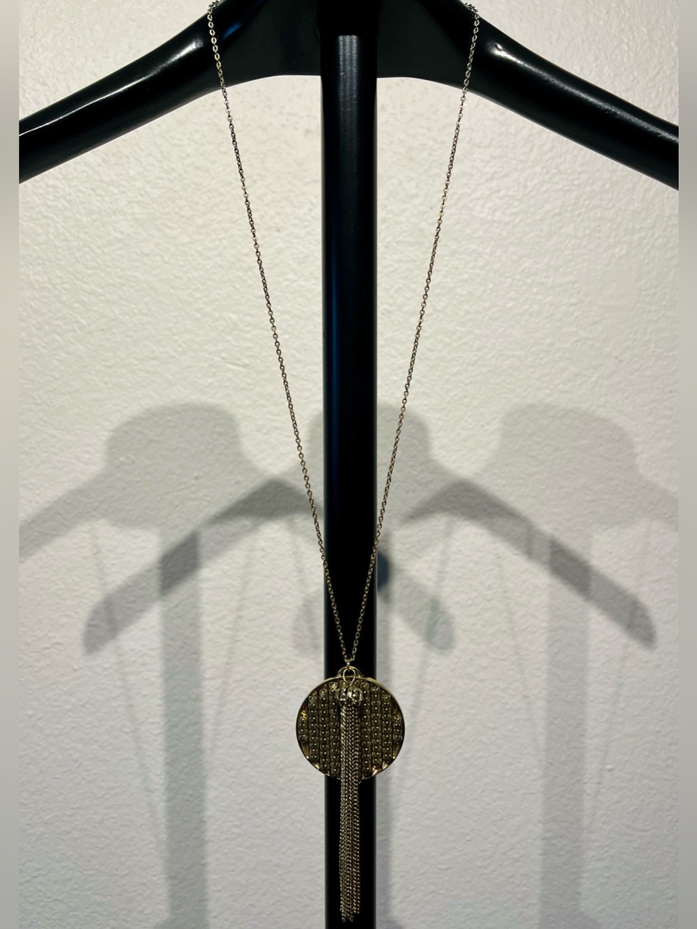 Lucky Star Gold Disc and Tassel Pendant Necklace